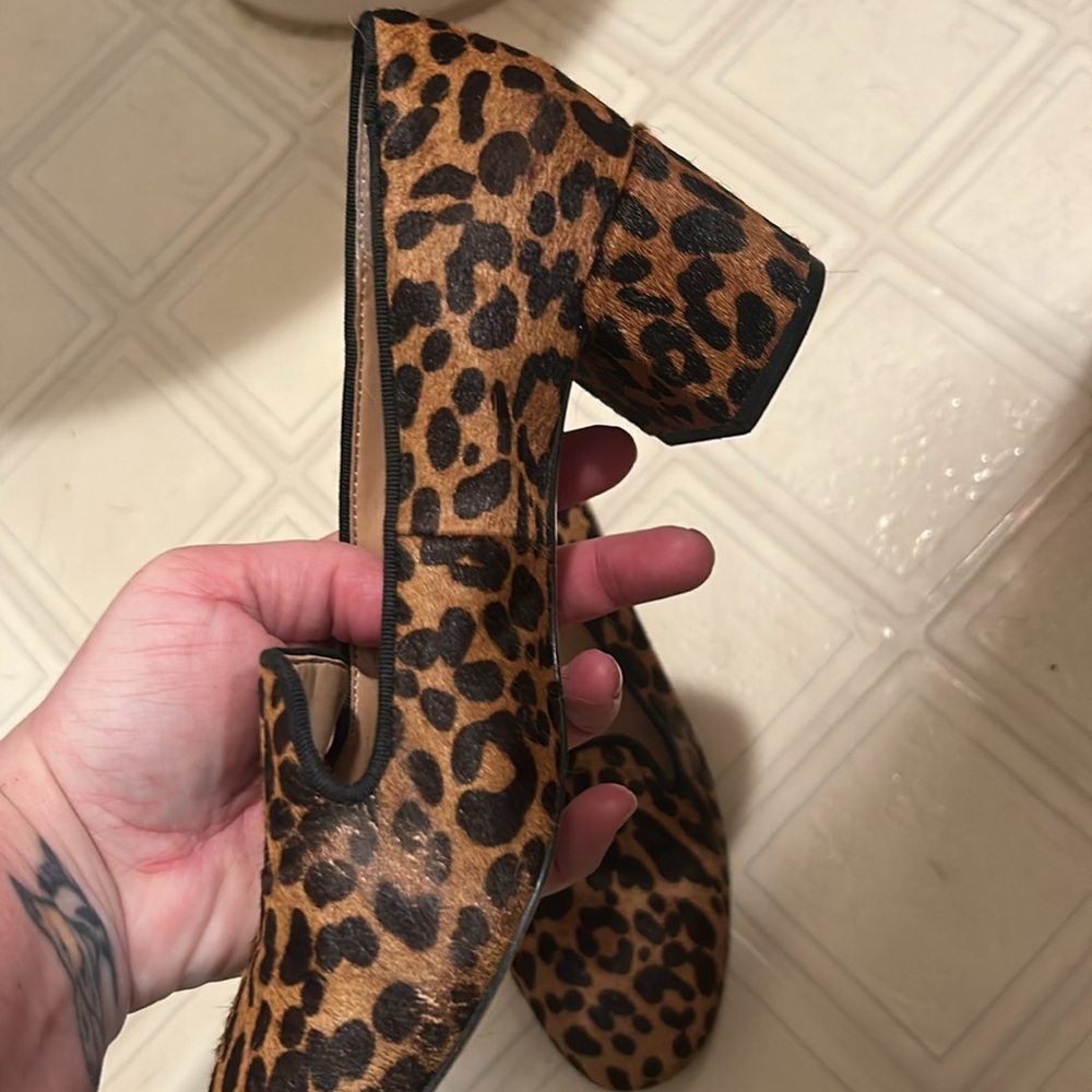 Banana Republic Leopard Print hair calf Women's block heeled Loafers - Picture 8 of 12